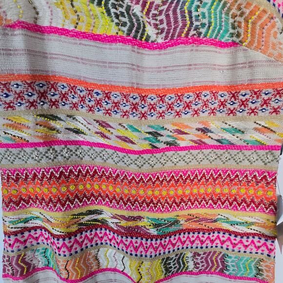 Lulus Tropical Dream Cream Multi Embroidered Beaded Tie Strap Midi Dress M NEW - Picture 12 of 13